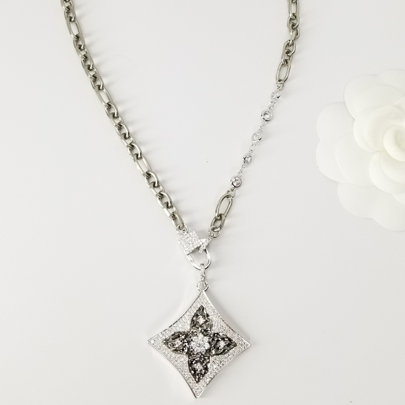 NWT Pave CZ Diamond Pendant Lock Necklace NEW - Picture 4 of 8